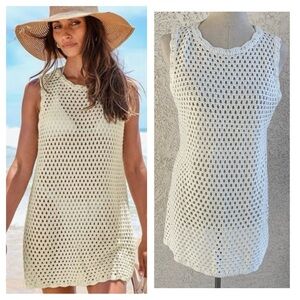 Anrabess White Crochet Open Back Swimsuit Coverup SZ XS NWT- Beach/ Pool/Vaca
